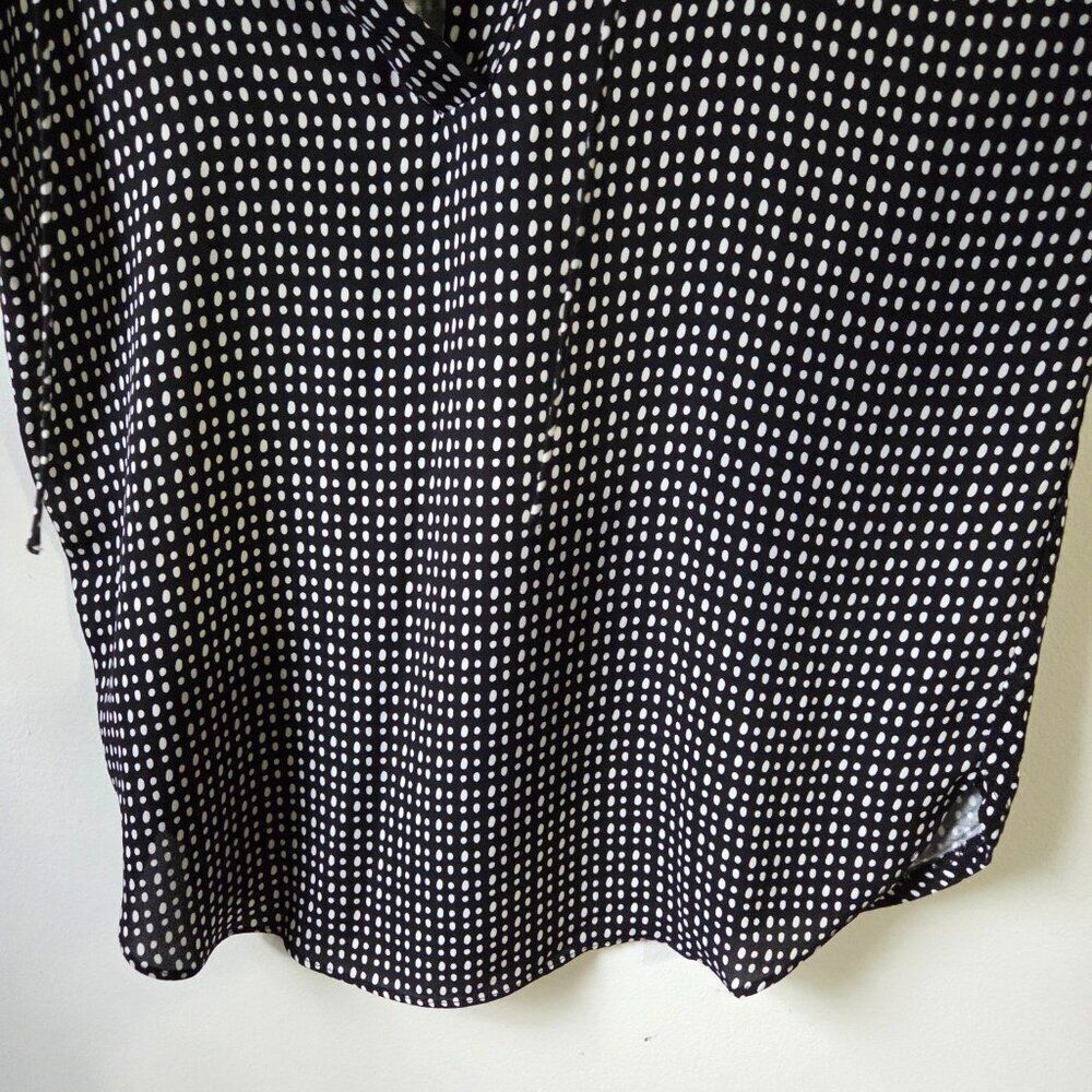 Euc Loft Loose Fitting Split V Neck Dotted Top Si… - image 8